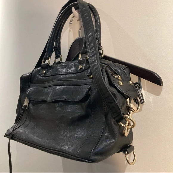 REBECCA MINKOFF  Large Leather Satchel w/ Handles and Strap Fun Lining - Picture 2 of 14